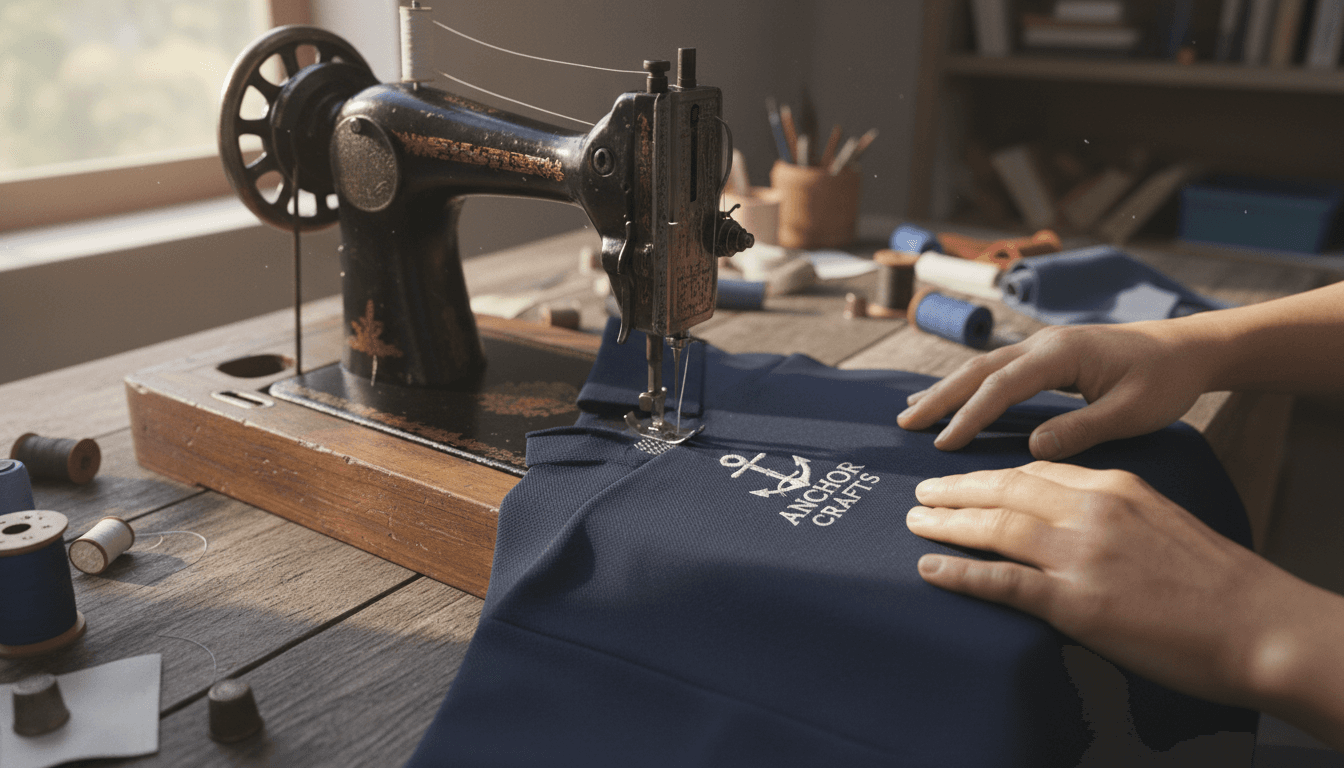 Embroidery stitching on a polo shirt