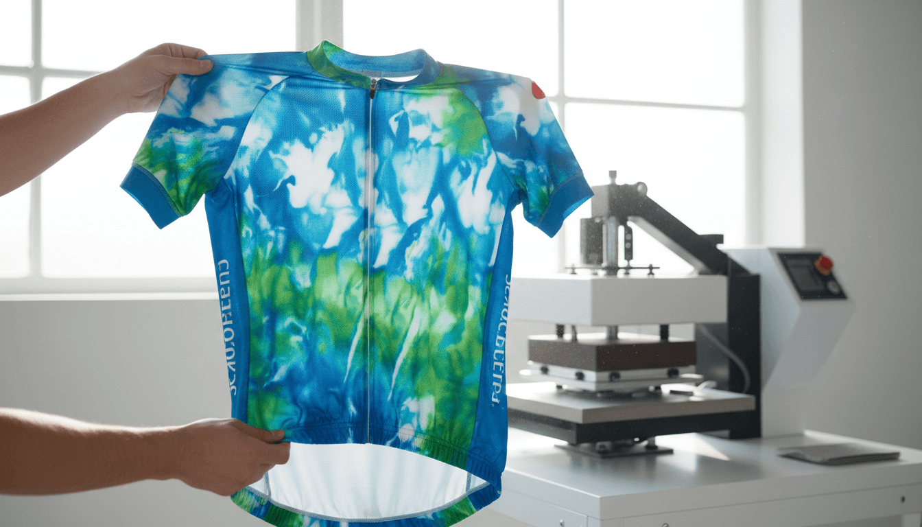 Sublimated design on a polyester cycling jersey