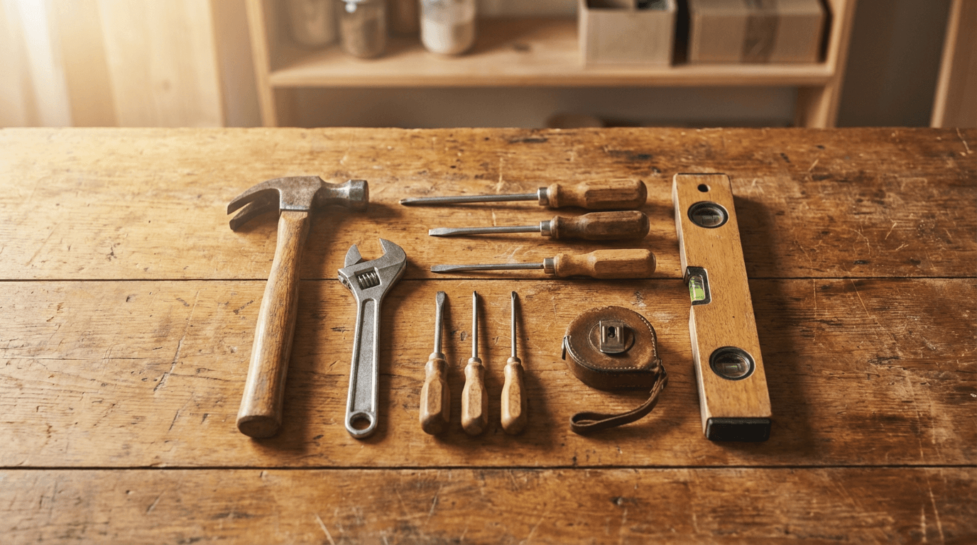 Workbench with blank caps, heat transfer vinyl, and scissors, preparing a custom order